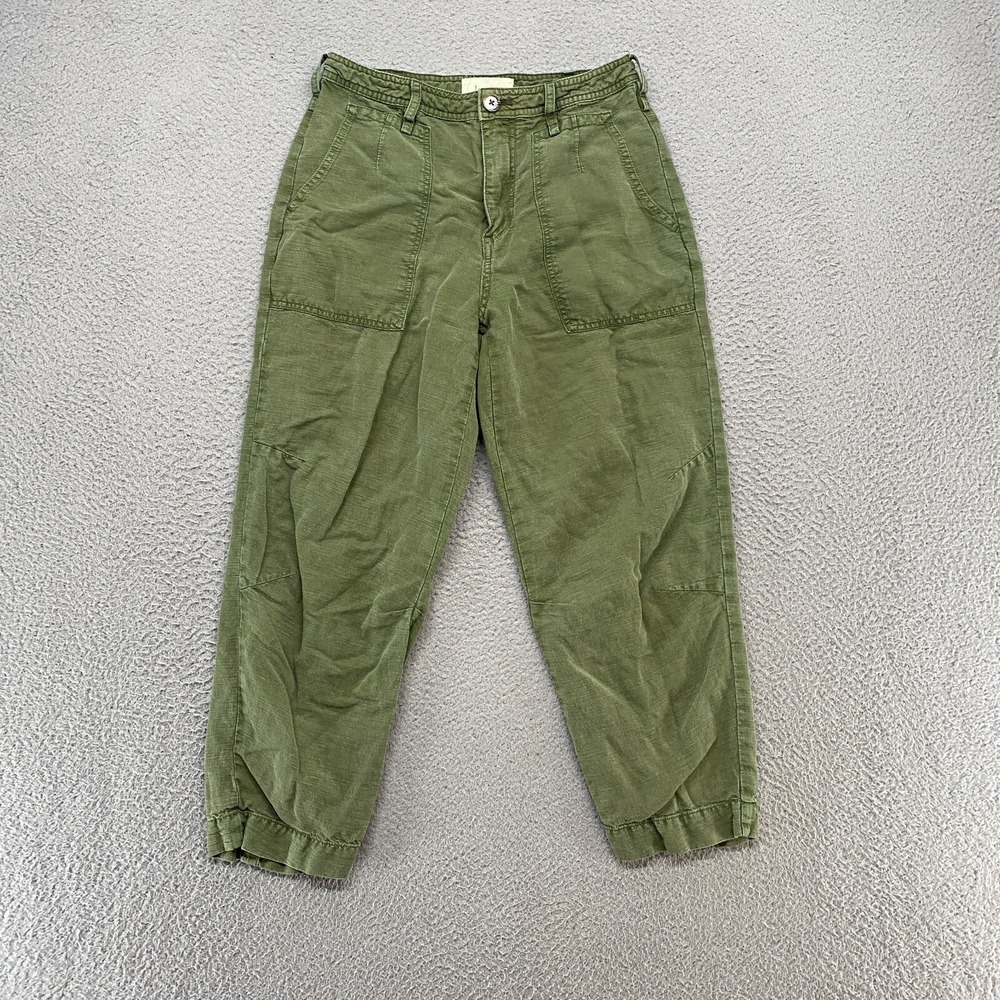 Anthropologie Pants Womens 25 Utility Tapered Relaxed Military Y2K Linen Tencel
